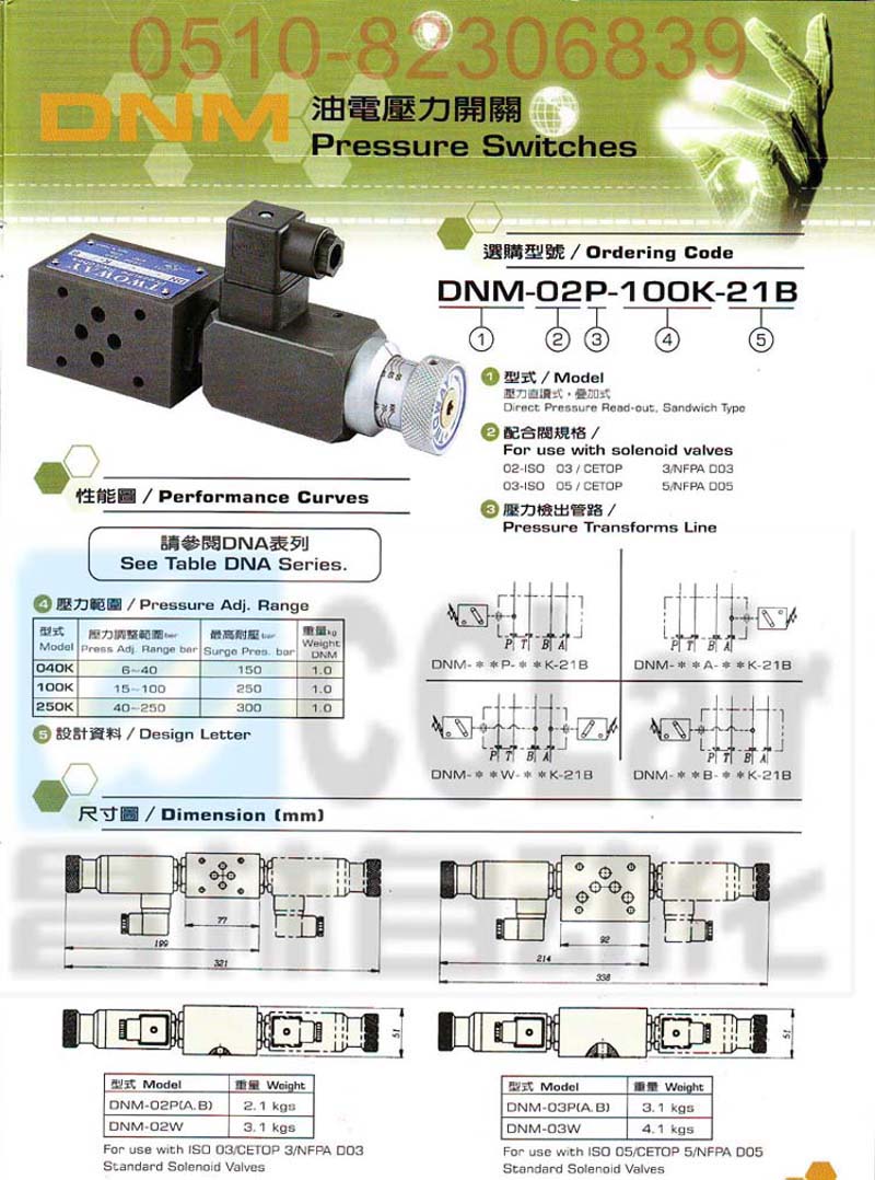 DNM-02A-40K-21B台湾台肯压力继电器大陆代理商,TWOWAY油电压力开关大陆 